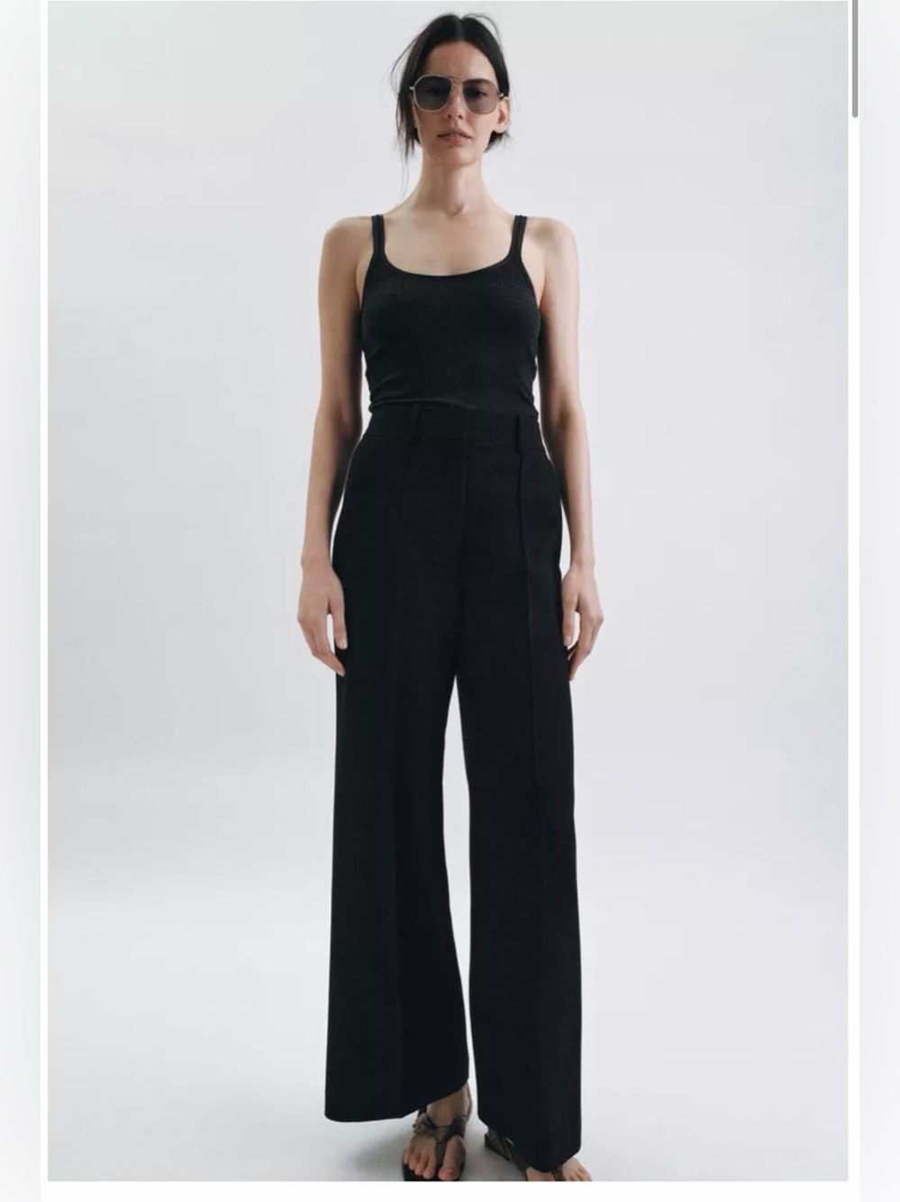Zara Womens Tailored Wide-Leg High-Rise Pants in Black size M